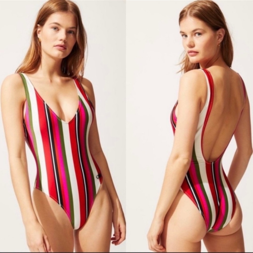 Solid & Striped The Michelle One Piece Swimsuit Size Xs Watermelon Stripe